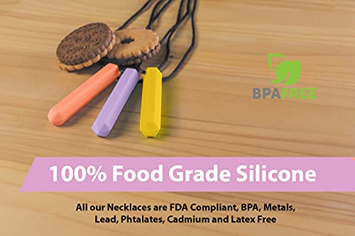 Tilcare Chew Chew Sensory Necklace – Best for Kids or Adults That Like Biting or Have Autism – Perfectly Textured Silicone Chewy Toys - Chewing Pendant for Boys & Girls - Chew Necklaces