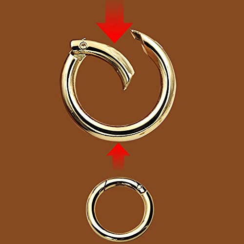 GBSTORE 10 Pcs Outside Diameter 25mm Round Spring Snap Carabiner Clip,O Rings Spring Trigger Hook for Handbag Purse Shoulder Strap,Mountaineering Camping Backpack Buckle,Keychain Keyring (Gold)