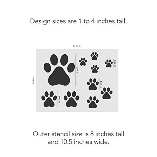 Stencil Stop Paw Prints Stencil - Dog and Cat Print Shapes - 14 Mil Mylar Plastic [Various Sizes]