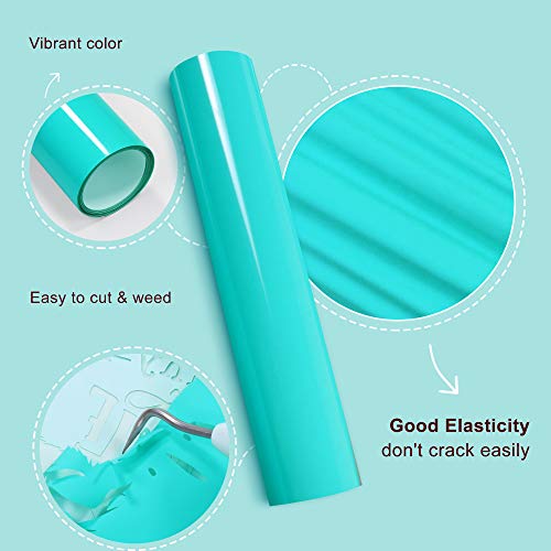 Heat Transfer Vinyl Teal HTV Iron on Vinyl Roll for T-Shirt 12"x6ft Compatible with All Cutting Machines