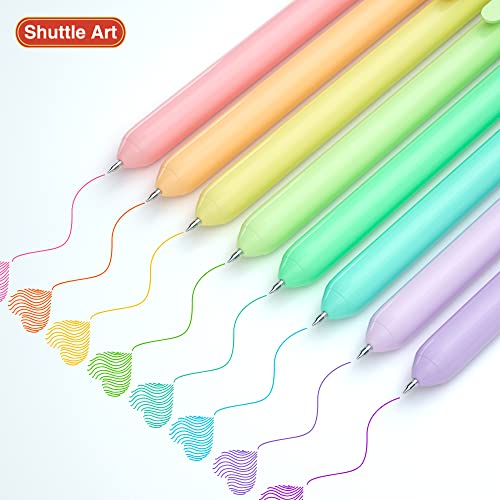 Shuttle Art Colored Retractable Gel Pens, 8 Pastel Ink Colors, Cute Pens 0.5mm Fine Point Quick Drying for Writing Drawing Journaling Note Taking School Office Home