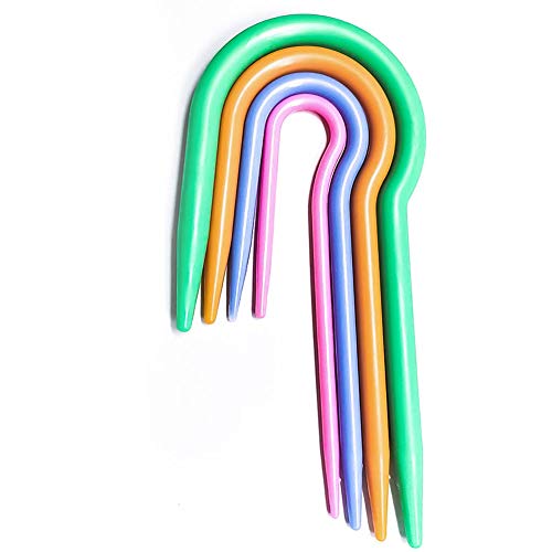 20 Pieces 4 Sizes Knitting Cable Needles U Cable Stitch Holders U Shape Plastic Cable Stitch Hand Knitting Needles Twist Curved Crochet Hook Sewing Accessories Tool, Multicolor