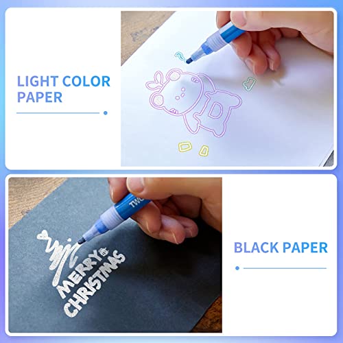 TWOHANDS Outline Markers,Glitter Pens,Metallic Markers,Fun Pens,12 Assorted Colors,Great for drawing lines on Paper,Posters,Greeting and Gift Cards 19004