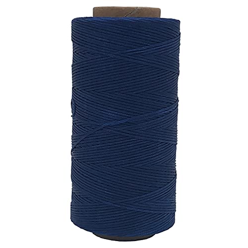 HYTK Waxed Leather Sewing Thread 295 Yds 0.8MM 150D Flat Polyester DIY Handcraft Stitching Cord No Knotting (Sapphire S037)