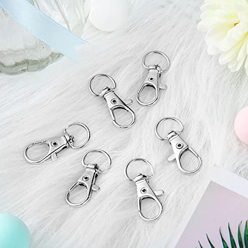 35 Pieces Swivel Clasps Lanyard Snap Hooks Swivel Snap Hooks Metal Keychain Clip Hooks Lobster Claw Clasps for Keychain Key Ring Crafts (Silver)