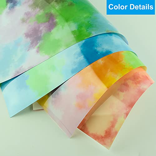 Rainbow Clouds HTV Heat Transfer Vinyl by KISSWILL - 10 Inch x 5 Feet Splash-Color Iron on Vinyl for T-Shir, Glossy Reflective Tie Dye HTVinyl for DIY Clothing (Blue & Green & Yellow)