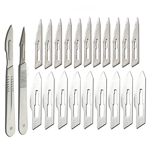 Modelcraft Tool Hobby Knife Set with No 11 and 23 (10 Each) Sterile Scalpel Blades for Cutting Materials Paper Leather,DIY Art,Modelling,Dissection,Podiatry,Electronics Repair,Surgery,Laboratories