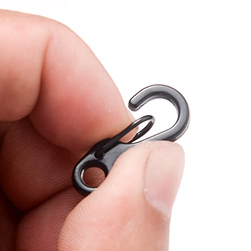 Mini Carabiner Clip Spring Snap Hook Buckle Clasps for Paracord Keychain Backpack Bottle Outdoor Camping Accessories (12Pcs Black)