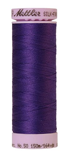 Mettler Silk-Finish 50 Weight Solid Cotton Thread, 164 yd/150m, Iris Blue