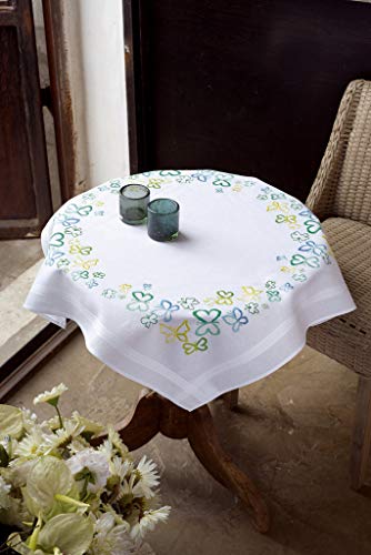 Vervaco Cross Stitch Tablecloth Kit Butterflies in Green Tones 32" x 32"