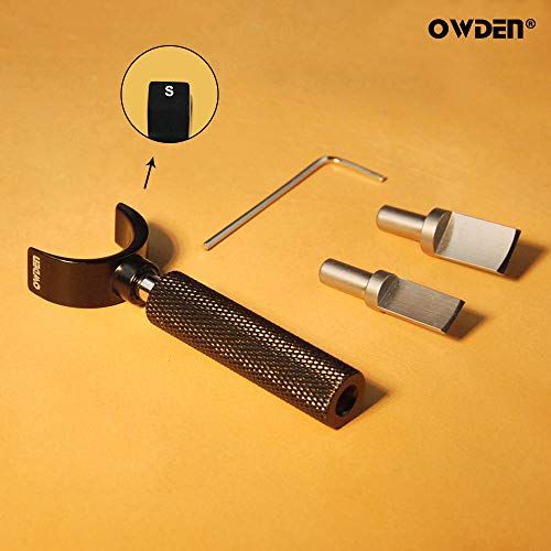OWDEN Professional Leather tool, Leather Swivel knife with 2 sizes blade, This size “S” (handle diameter : 10 mm) ,Adjustable handle height. (S)