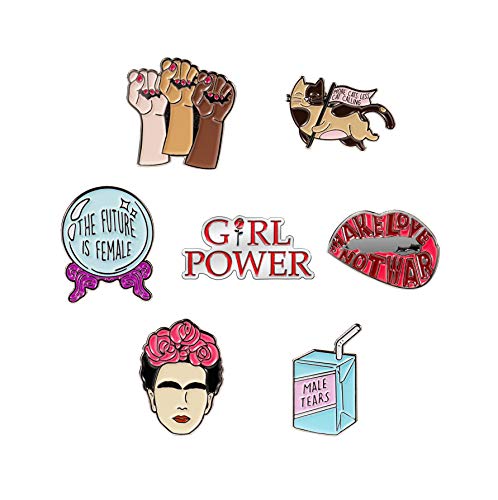 7 Cute Enamel Pins For Backpacks | Enamel Pin Set For Feminist Gifts | Cute Pins | Backpack Pins | Cat Pins | Funny and Cool Pins by The Carefree Bee (Set 1)