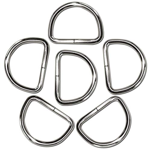 2 inch Metal d Rings 2” Ring Metal D Ring 2 inch 6mm Thickness 6 Pack Welded D Rings for Macrame Plant Hangers