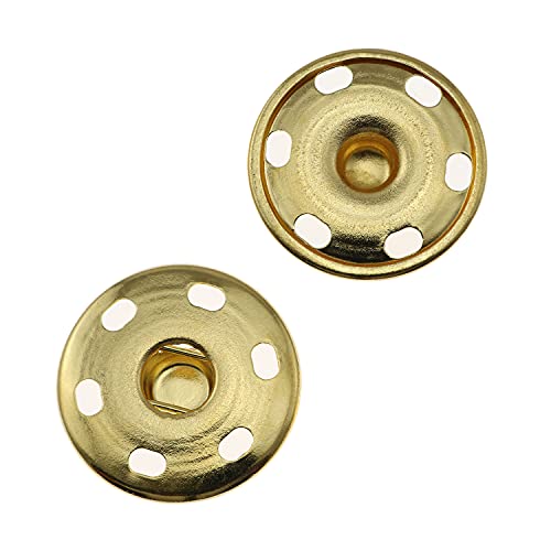 Batino 20 Sets Sew on Snaps Buttons 25mm Metal Press Button Fasteners for Clothing/Bag/Jackets/Jeans/Shirts/Windbreakers(Gold)