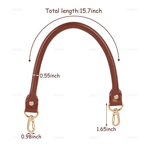 AUEAR, Replacement Handles Bag Purses Straps Brown Handbag Strap for Handmade Bag Straw Bag (15.7 Inches, Style A, 2 Pack)