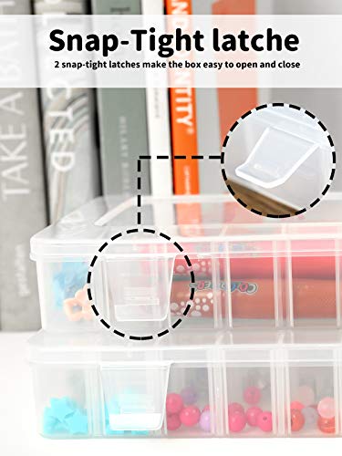 2pack 24 Grids Clear Plastic Organizer Box Storage Container with Adjustable Dividers (Clear x 2PC,24 Grids)