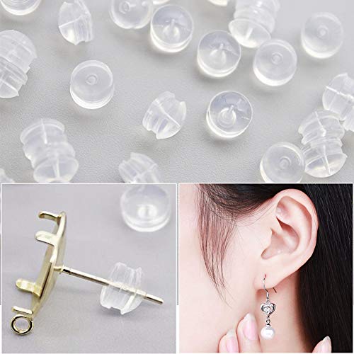 Silicone Earring Backs, Clear Earring Backings, 20PCS Soft Earring Stoppers, Safety Back Pads Backstops, Earring Stopper Replacement for Fish Hook Earring Studs Hoops