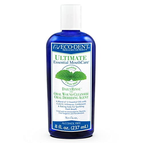 Eco-Dent Alcohol-Free Mouthwash, Mint - Ultimate Essential MouthCare, Oral Care Mouth Wash for Adults, Baking Soda Mouth Rinse with CoQ10/Herbs/Essential Oils, 8 Fl Oz