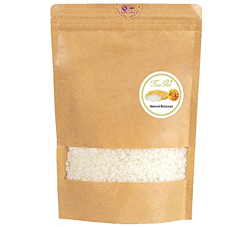 TooGet Pure White Beeswax Pellets, Natural Beeswax Beads, Beeswax Pastilles - Premium Quality, Cosmetic Grade - 14 OZ