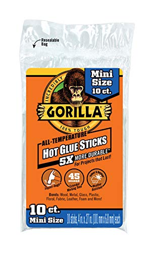 Gorilla 2838118 0.27 in. Dia. x 4 in. All Purpose Mini Glue Sticks44; Clear - Pack of 1010