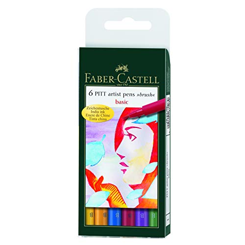 Faber-Castel PITT Artist Brush Pens, Basic, 6-Pack