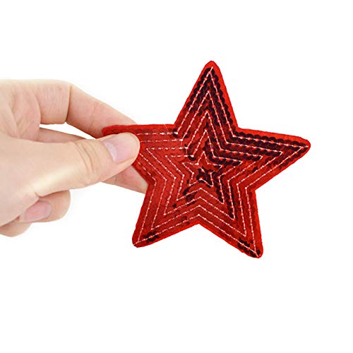 Buddy 14 Pcs Sequins Star Heart Shaped Patch Applique Iron-on Badge Embroidered Patch Clothes DIY Accessory