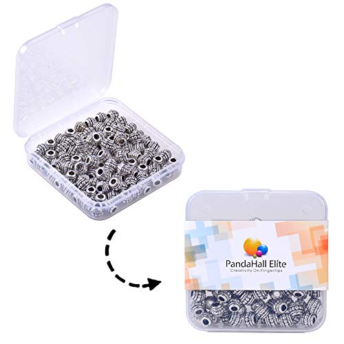 PH PandaHall 100pcs Bicone Spacers Beads Tibetan Antique Silver Large Hole Jewelry Spacers Charms for Jewelry Makings, 8x6.5mm Hole: 3.5mm