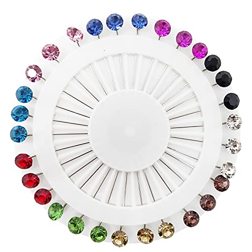 Honbay 30PCS Hijab Pins with Safty Caps Colorful Crystal Muslim Hijab Scarf Pins (A)