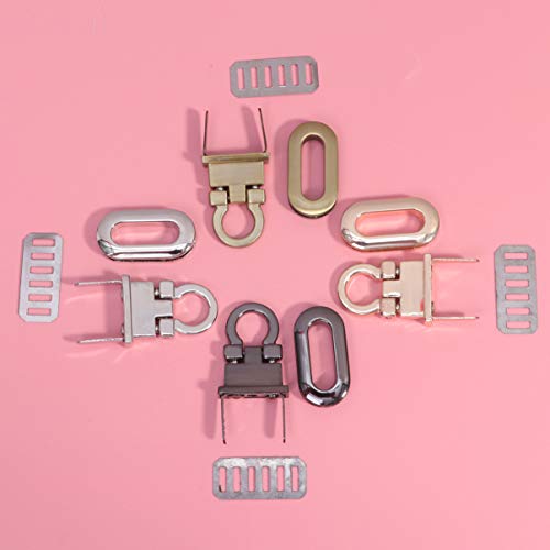 Supvox 4pcs Clasp Turn Lock Metal Hardware Oval Craft Case Clasp Flip Lock Purse Twist Turn Lock DIY Handbag Shoulder Bag Closure Purse (Light Golden, Black, Silver, Rose Gold)