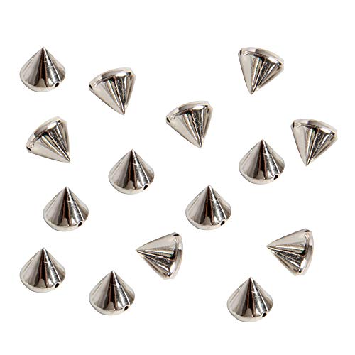 200 Pieces Bullet Spike Cone Studs for Bags & Shoes Embellishment, DIY, Craft,Purse Feet Spike, Cool Rivets Punk,Silver,10mm