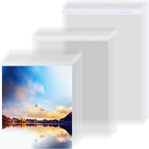 3 Mil Thick Crystal Clear Sleeves No Acid Storage Bags Transparent Sealing Bag for Art Photo Prints Framing Mats Mattes, 5 x 7 Inch, 8 x 10 Inch, 11 x 14 Inch (60 Pieces)