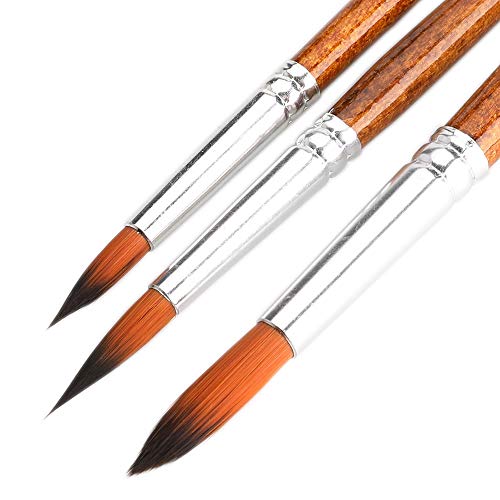 FENORKEY Artist Watercolor Paint Brushes, Round Pointed Tip Paint Brushes Set, 12pcs Different Sizes Detail Paint Brush for Watercolor, Acrylics, Ink, Gouache, Oil, Tempera (Brown)