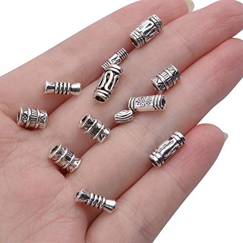 200pcs Tibetan Silver Spacer Beads Column Beads Charms Hollow Tube Bead for DIY Necklace Bracelets