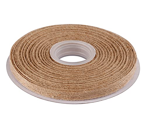 Joycrosso 3/8 Inch Wide Natural Burlap Fabric Natural Beautiful Burlap Ribbon Great for Wedding Gift Wrapping Home Décor Floral Arrangement, 25 Yards-Roll