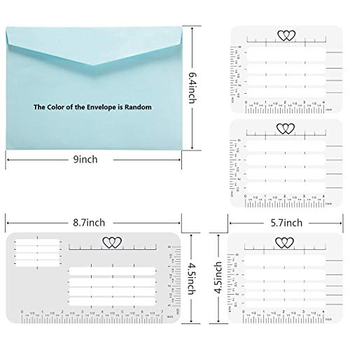 7 Pieces Envelope Addressing Guide 4 Style Addressing Stencil Templates for Envelopes with 2 Size Brush Pens, Making Thank You Card, Festival Cards, Wedding Invitations, Party Invitations