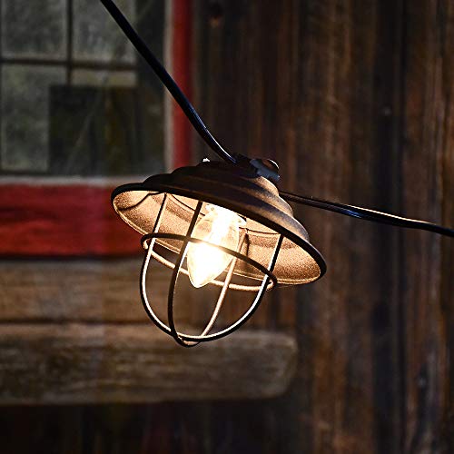 LumaBase Electric Café String Lights with 10 Bronze Metal Shades