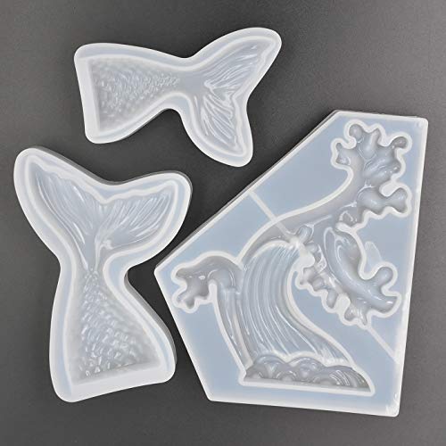 3Pcs Mermaid Tail Ocean Wave Shape Epoxy Mold DIY Resin Craft Making Silicone Mold Sea Set