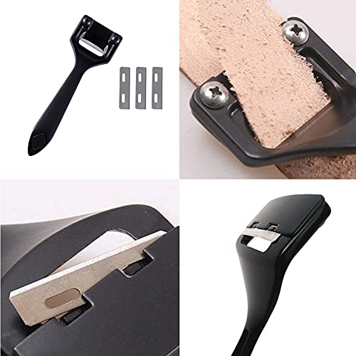 Metal Leather Skiver,Sharp Skiver with Comfortable Grip,Convenient Leather Working Tool with Three Skiver Blades for Leather Craft DIY,Leather Making,Leather Thinning