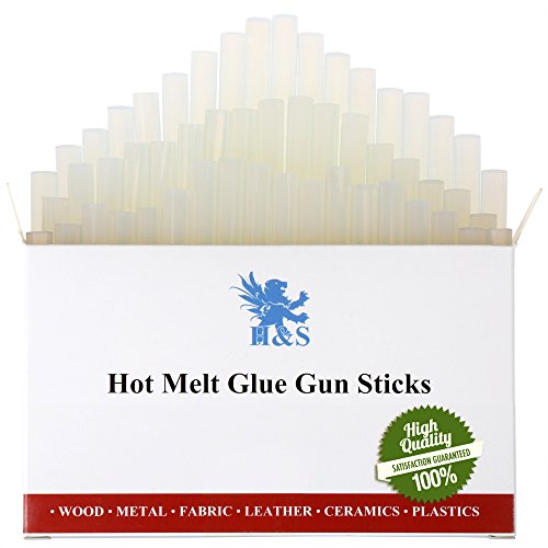 H&S Hot Glue Sticks for Glue Gun - 50 pcs - 7mm x 100mm Resin EVA Hot Melt Stick - Clear Adhesive for Arts & Crafts