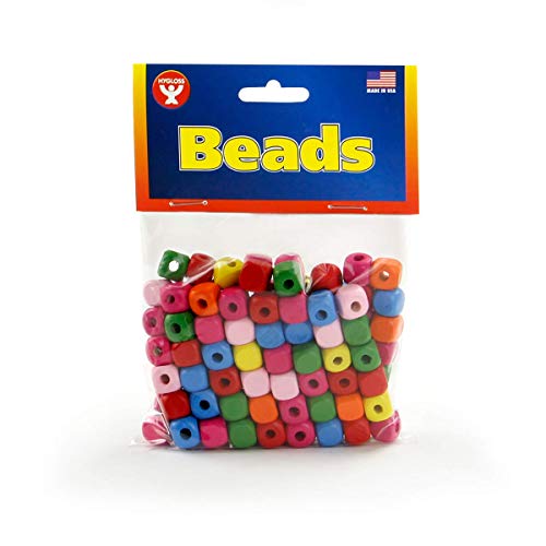 Hygloss Products Wooden Cube 100 Beads, Pcs, Bright Colors