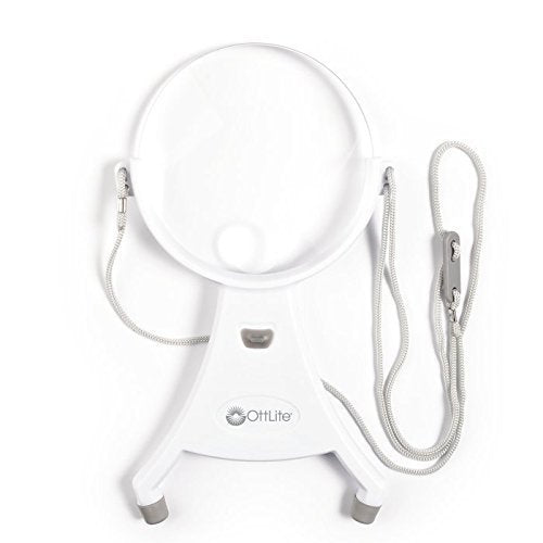 OttLite 4-Inch Hands-Free LED Magnifier - Adjustable Neck Cord, Acrylic Magnifier, Needlepoint, Sewing, Jewelry Making