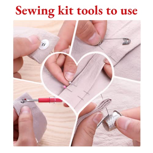 Brasenia Sewing Kit Set for Adults and Kids Beginners Sewing Supplies Multi-Color Thread Needles Scissors Thimble and Clips Etc Travel Family DIY Household, Emergency & Travel Sewing Kit (Small)