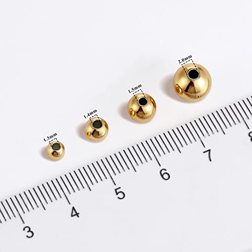 Stainless Steel Beads [8mm/70PCS] Gold Plated Round Metal Spacer Bead for Jewelry Making