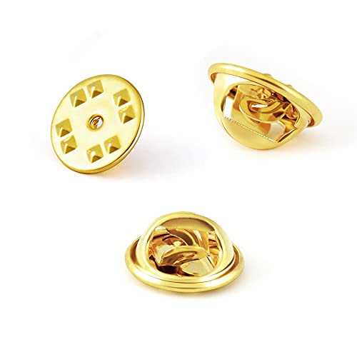 Pin Backs, Lapel Pin Backs, 50PCS Brass Metal Pin Backings for Brooch Tie Hat Badge Insignia, Gold