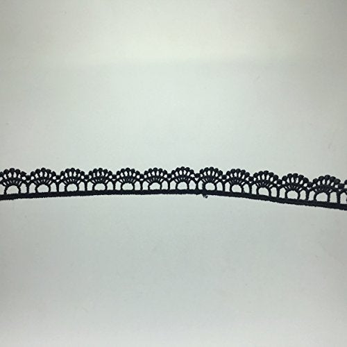 ELLA MAMA Crocheted Lace Trim DIY Craft Ribbon 1/2'' x 10 yds, Scallop Edge(Black)