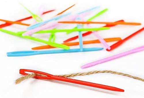 100 Pieces Colorful Plastic Sewing Needles, 7CM Length, Large Eye 2mm x 15 mm, Blunt Needles, Learning Needles, Plastic Yarn Needles, Safety Lacing Needles, Safety Needles for Kids, Darning Needles