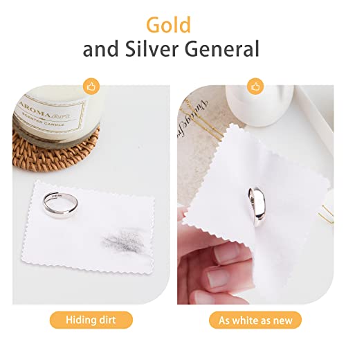 CATIFLIN 100pcs Jewelry Cleaning Cloth, Silver Polishing Cloth Individually Wrapped, Small Jewelry Polishing Cloth for Sterling Silver, Gold, Platinum and More (White, 3.15" x 3.15")