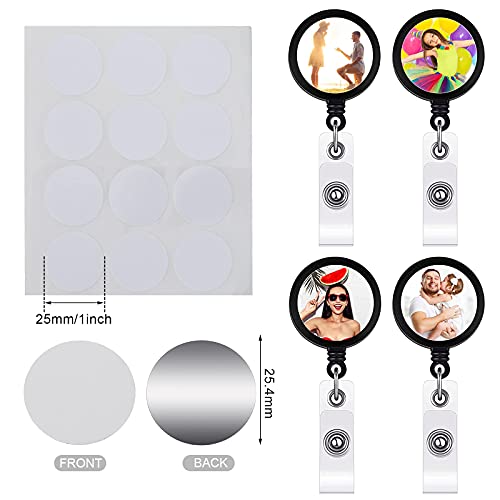 Hotop 1 Inch Sublimation Blank Aluminum Stickers for Retractable Badge Holder, Round Sublimation Aluminum Sheets Aluminum Board Heat Transfer for Custom Personalized Sublimation Photo 100
