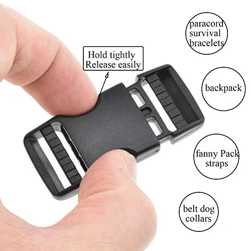 SGH Pro Quick Side Release Buckles 0.75' Wide Dual Adjustable Clips Snaps No Sewing Heavy Duty Plastic 7 Pack Replacement for Nylon Strap Webbing Survival Paracord Backpack Fanny Pack Waist Strap