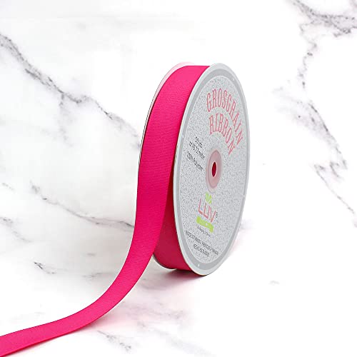Creative Ideas 7/8-Inch Solid Grosgrain Ribbon, 50-Yard, Hot Pink